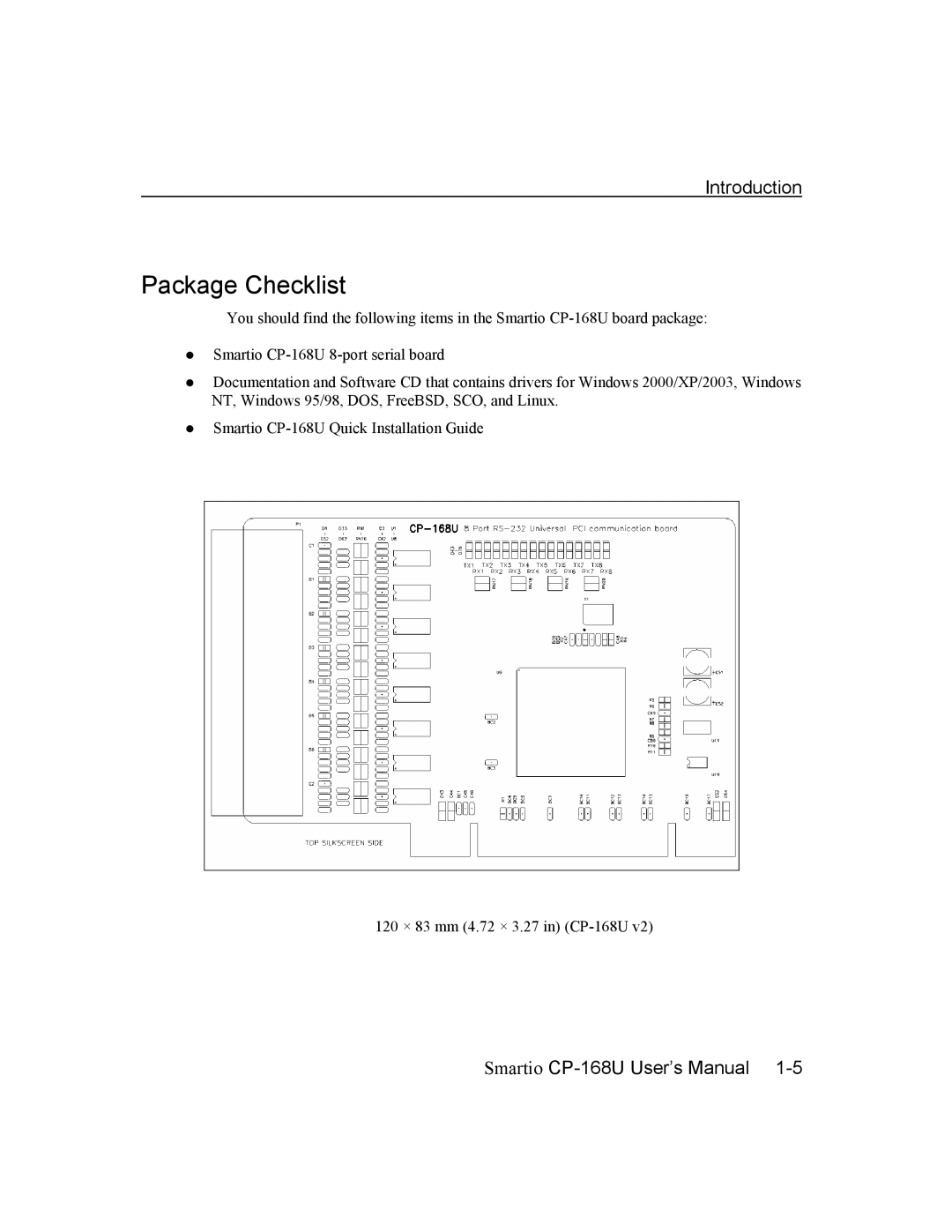 Moxa Technologies CP-168U user manual Package Checklist 