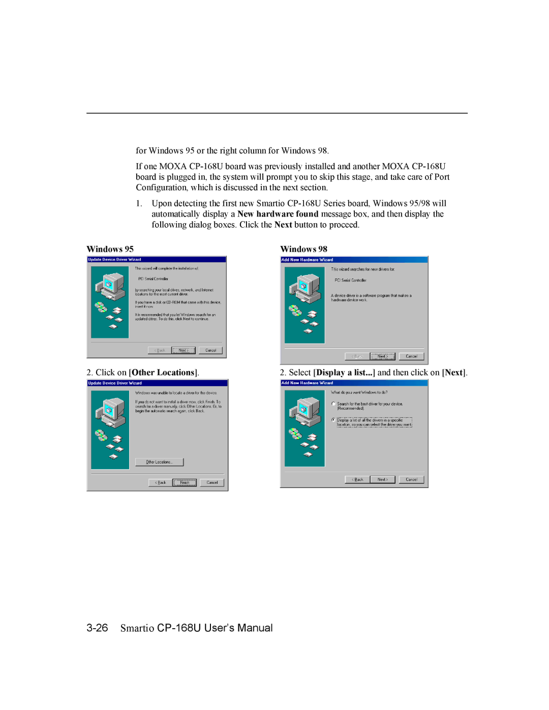 Moxa Technologies CP-168U user manual Windows 