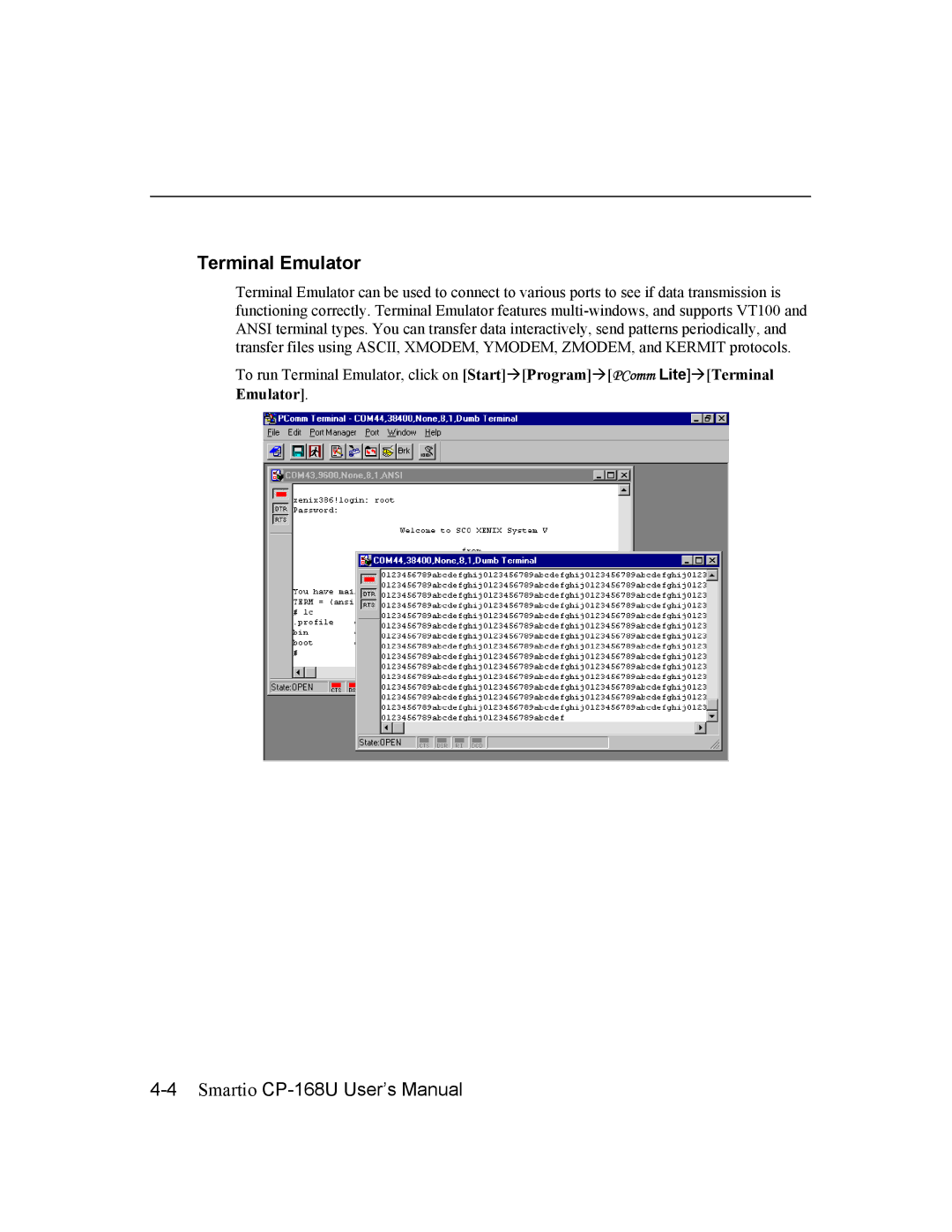 Moxa Technologies CP-168U user manual Terminal Emulator 