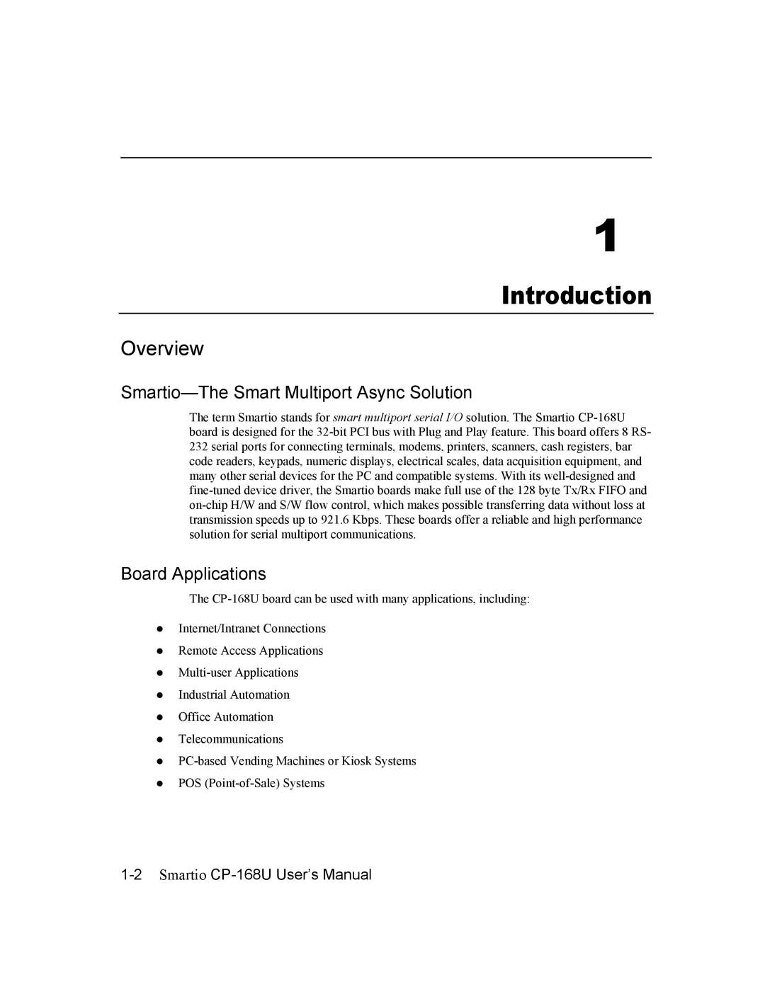 Moxa Technologies CP-168U user manual Introduction, Overview 