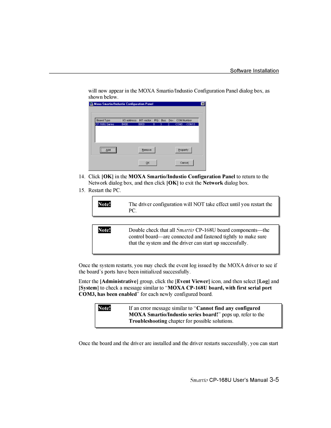 Moxa Technologies CP-168U user manual Software Installation 