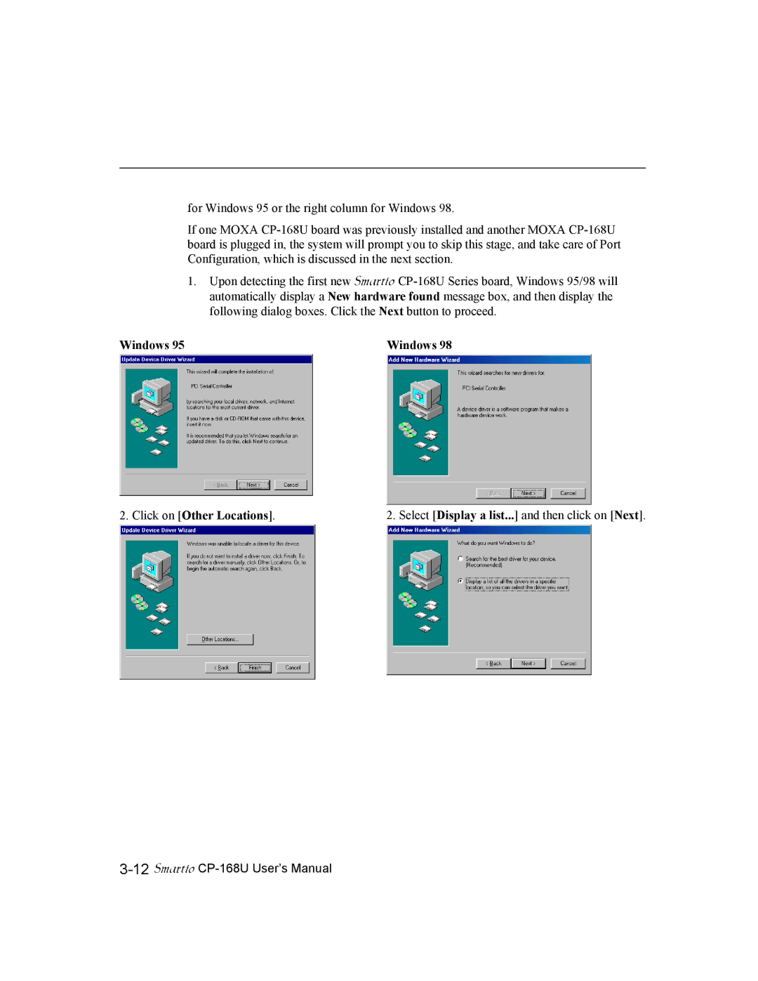 Moxa Technologies CP-168U user manual Windows 