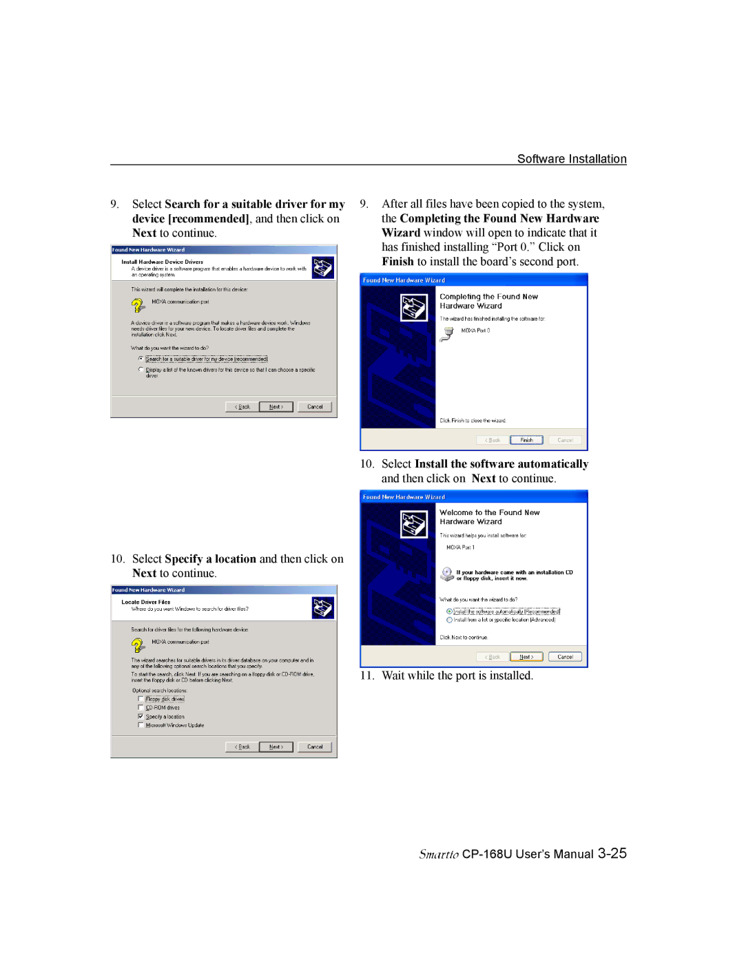 Moxa Technologies CP-168U user manual Software Installation 