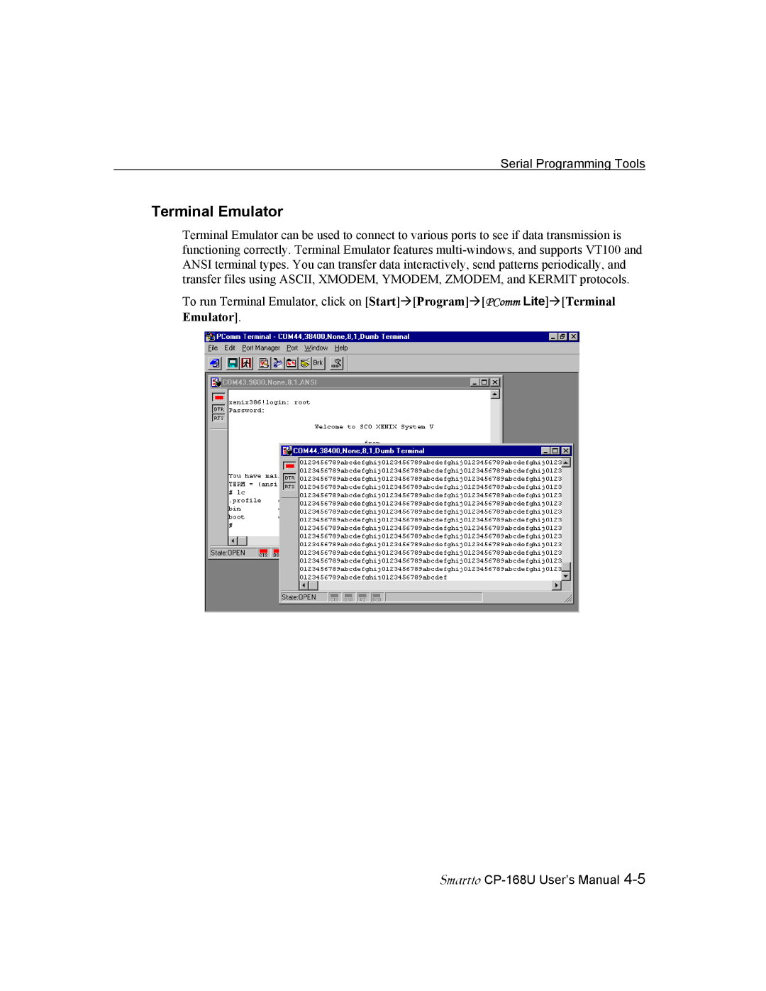 Moxa Technologies CP-168U user manual Terminal Emulator 