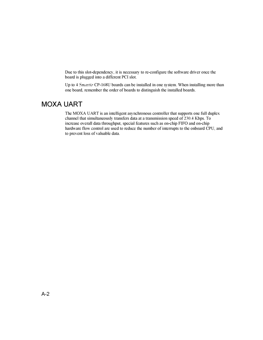 Moxa Technologies CP-168U user manual Moxa Uart 