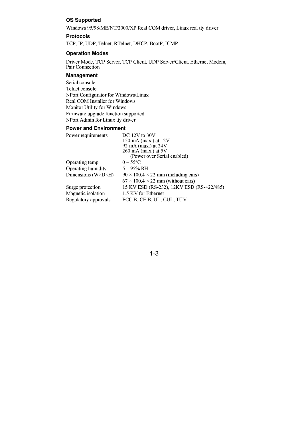 Moxa Technologies DE-211 manual OS Supported 