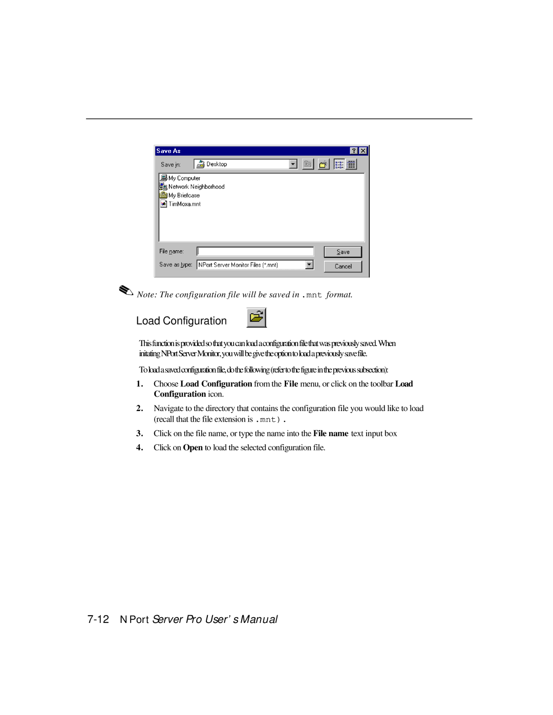 Moxa Technologies DE-303, DE-308 manual Load Configuration 