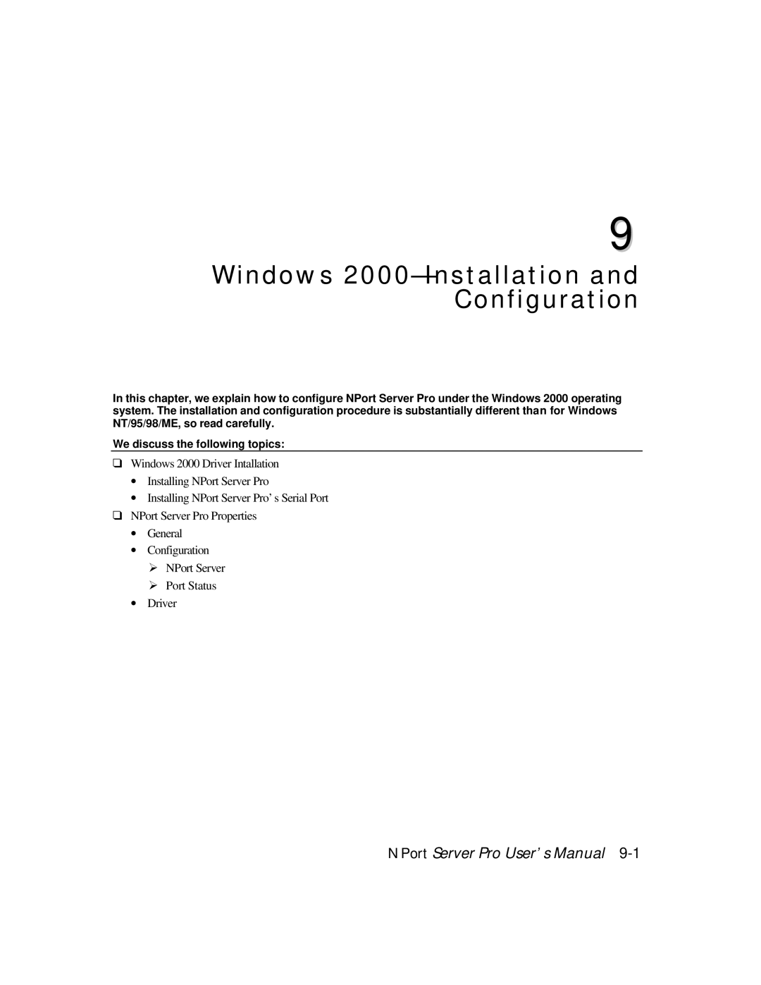 Moxa Technologies DE-308, DE-303 manual Windows 2000-Installation and Configuration 