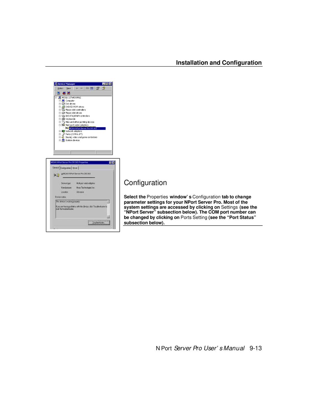 Moxa Technologies DE-308, DE-303 manual Configuration 