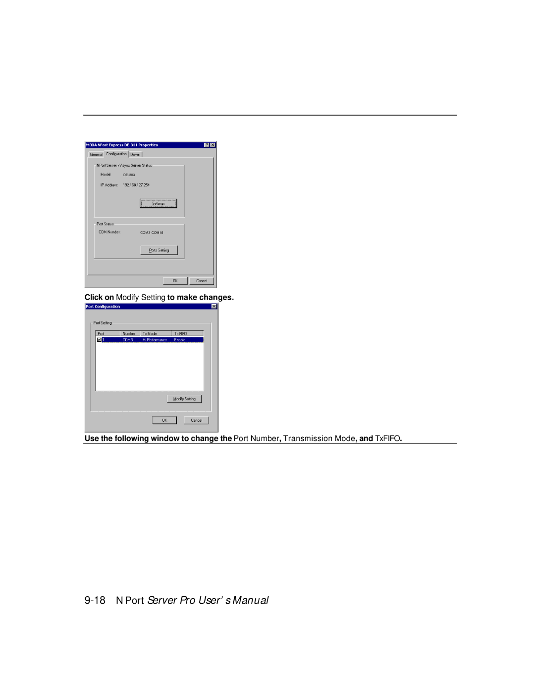 Moxa Technologies DE-303, DE-308 manual COM3-COM18 