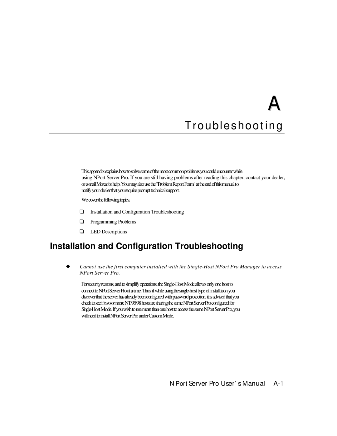 Moxa Technologies DE-308, DE-303 manual Installation and Configuration Troubleshooting 