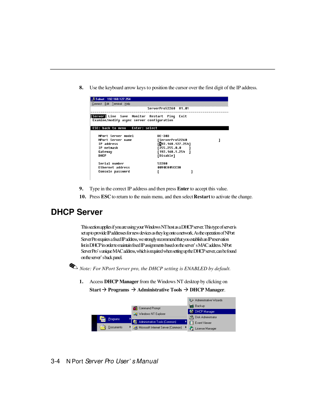 Moxa Technologies DE-303, DE-308 manual Dhcp Server 