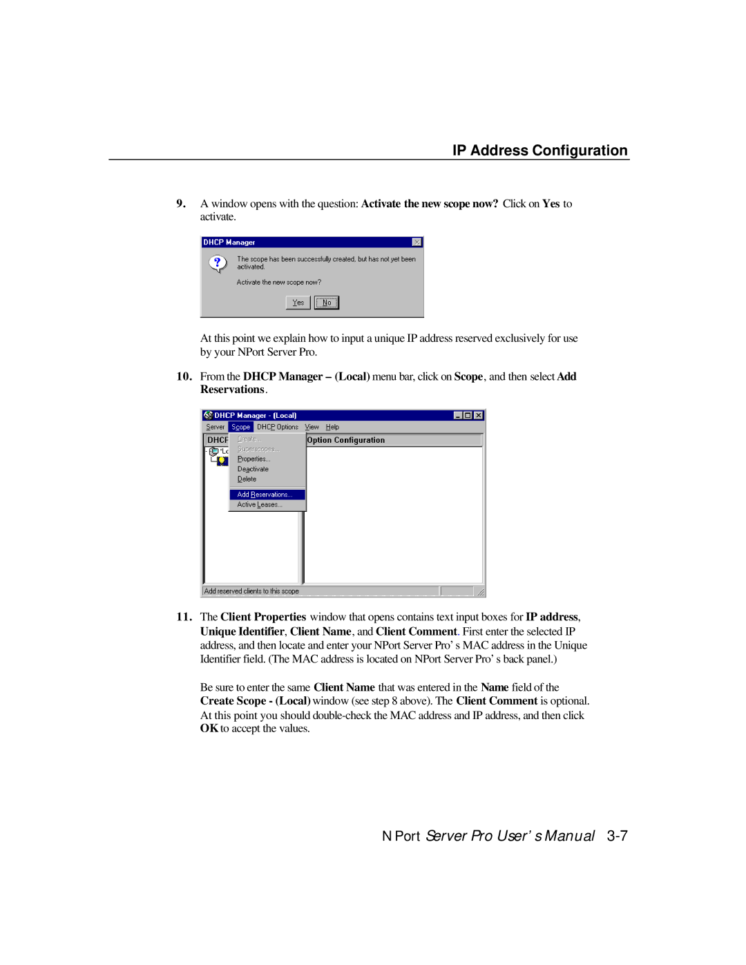 Moxa Technologies DE-308, DE-303 manual IP Address Configuration 