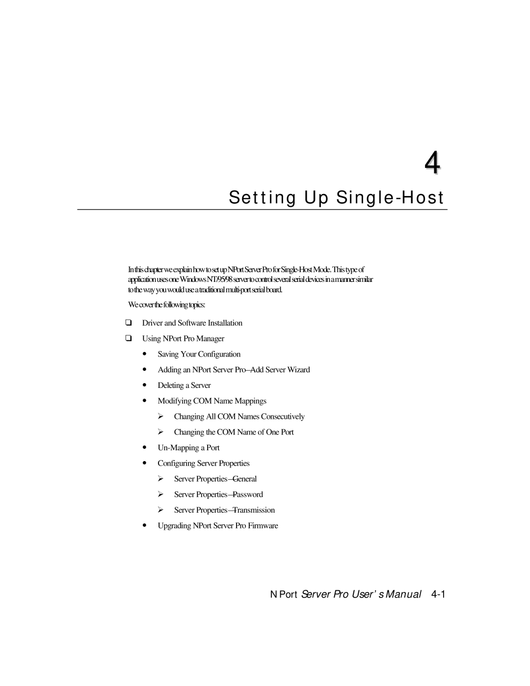 Moxa Technologies DE-308, DE-303 manual Setting Up Single-Host 