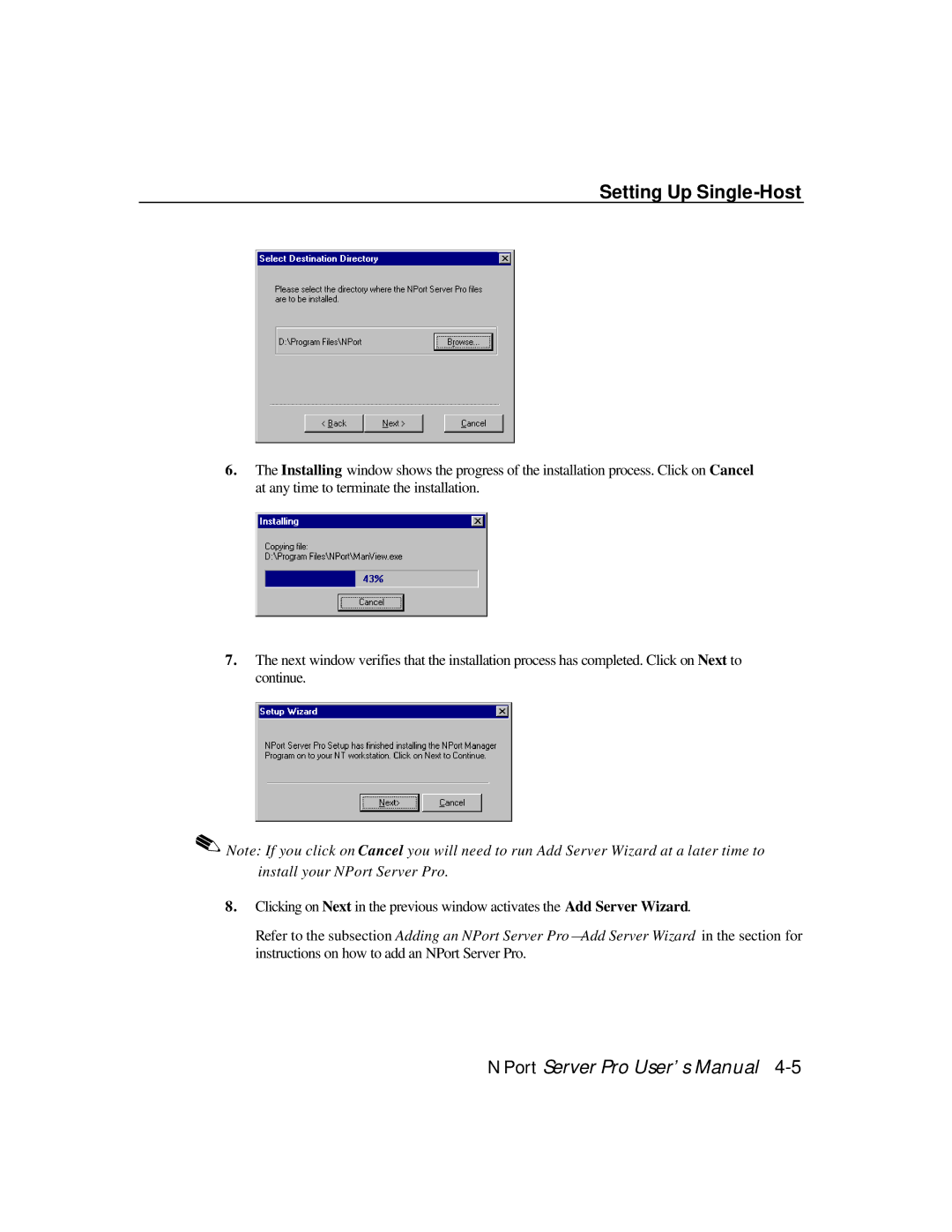 Moxa Technologies DE-308, DE-303 manual Setting Up Single-Host 