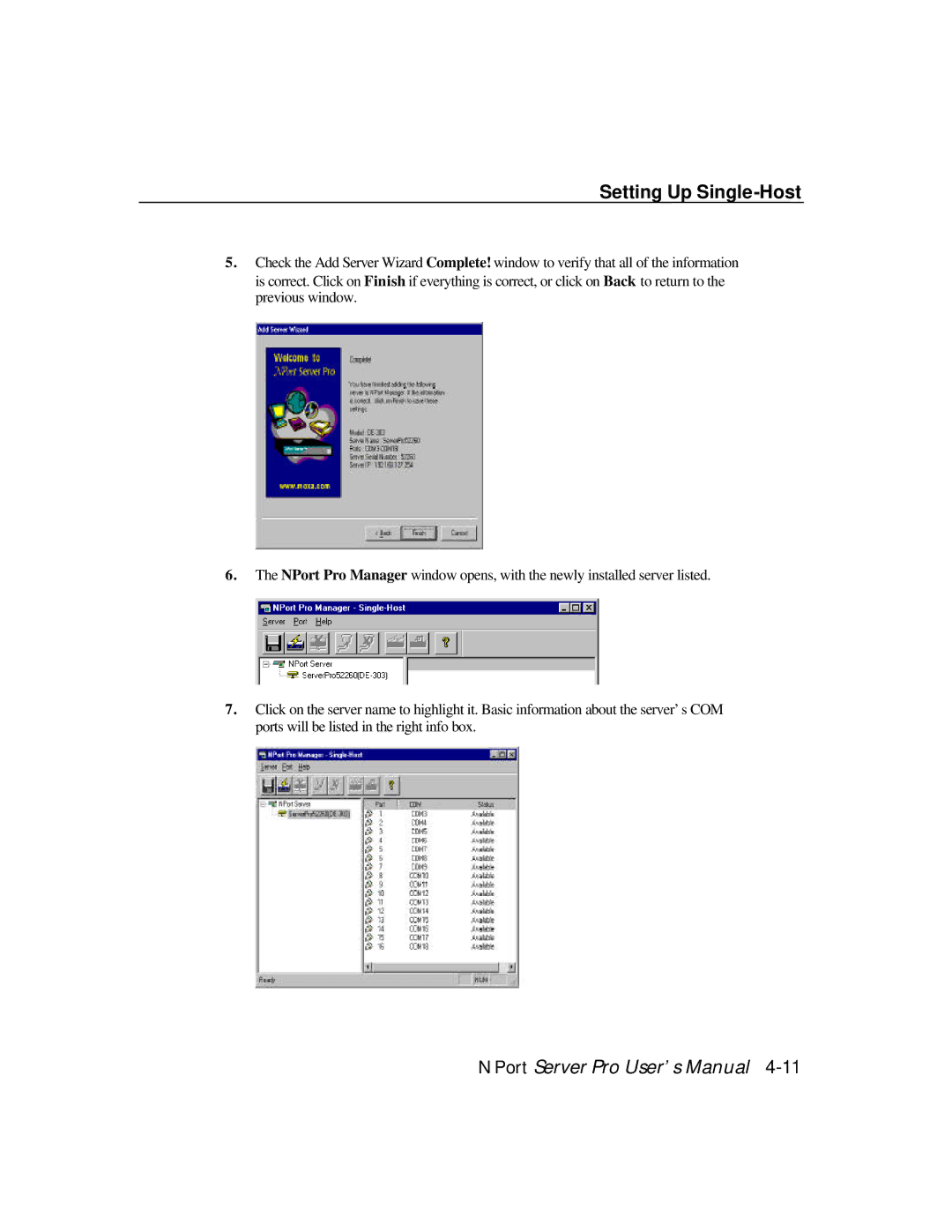 Moxa Technologies DE-308, DE-303 manual Setting Up Single-Host 