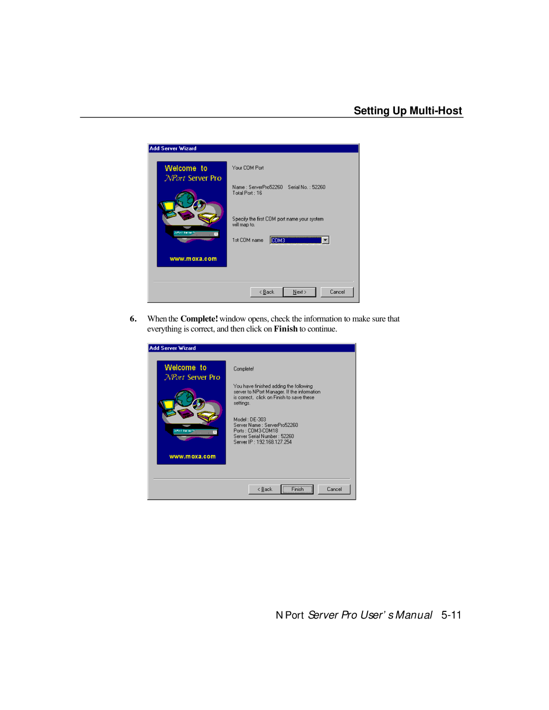 Moxa Technologies DE-308, DE-303 manual Setting Up Multi-Host 