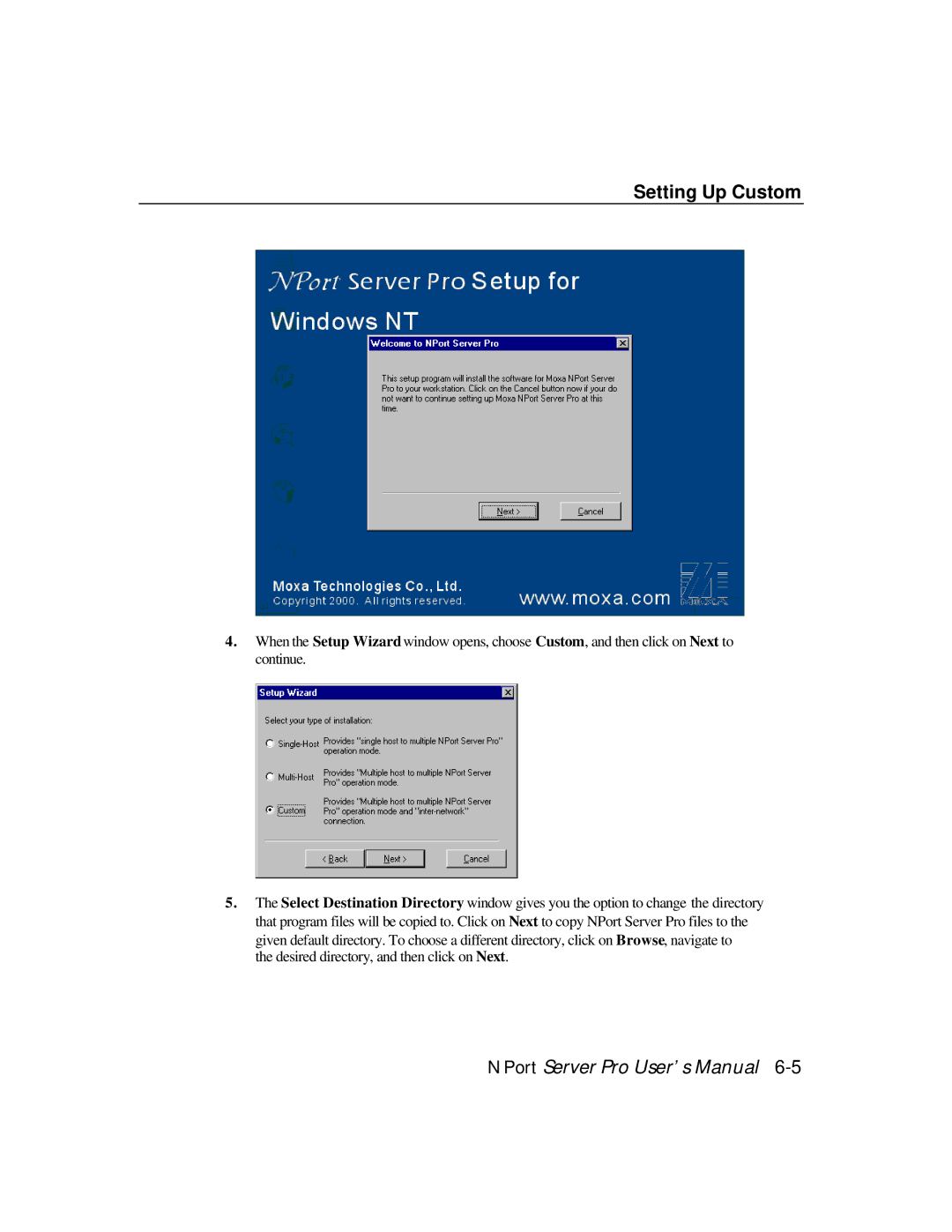 Moxa Technologies DE-308, DE-303 manual Desired directory, and then click on Next 