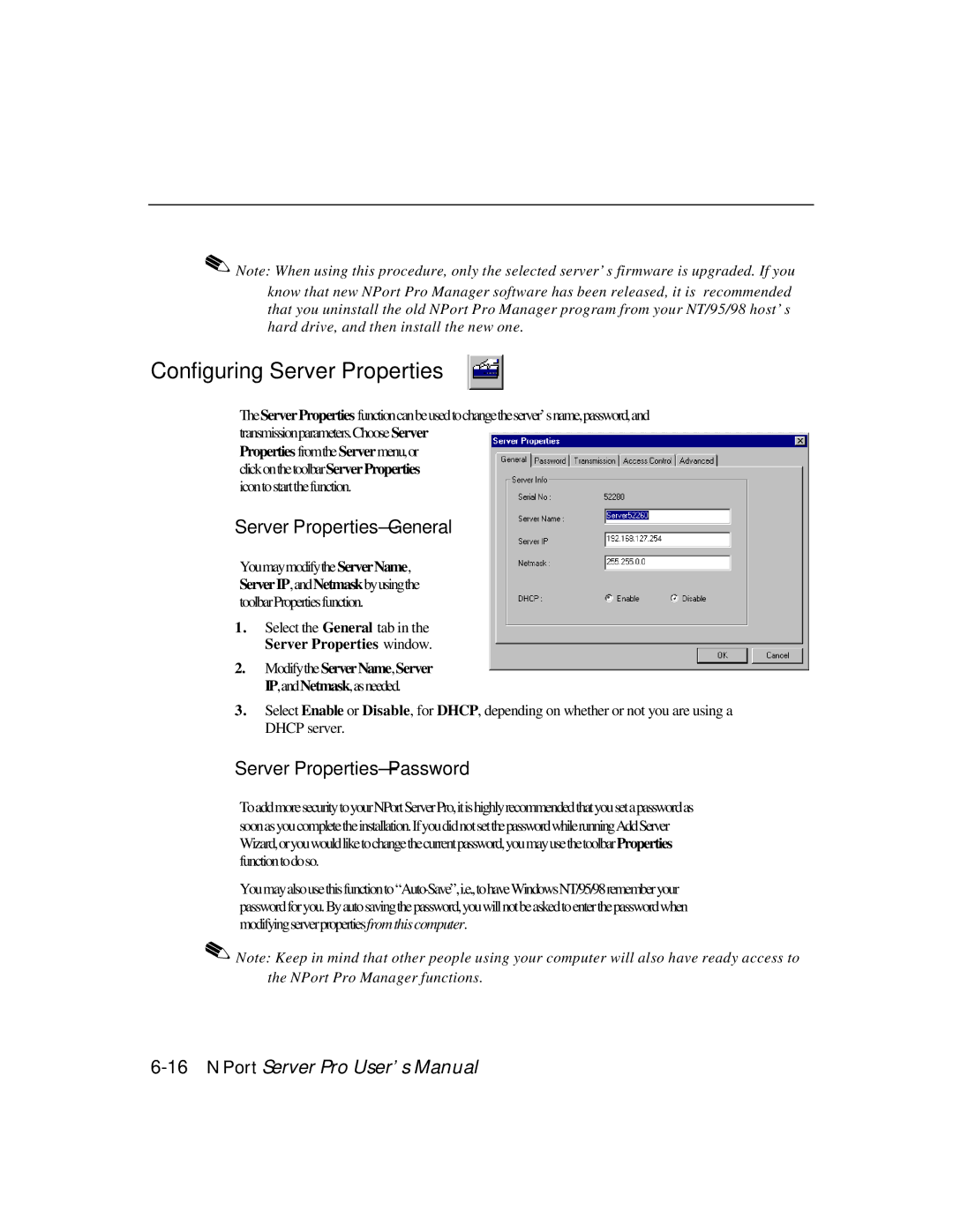 Moxa Technologies DE-303, DE-308 manual Modifythe ServerName,Server IP,andNetmask,asneeded 