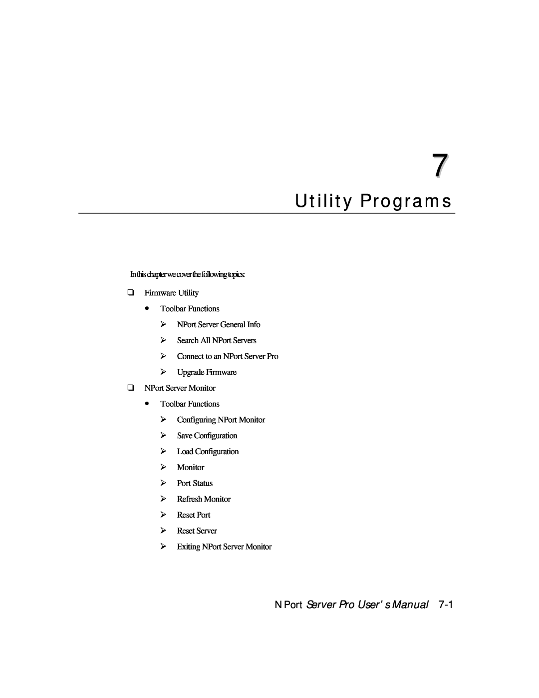 Moxa Technologies DE-308, DE-303 manual Utility Programs, NPort Server Pro User’s Manual 