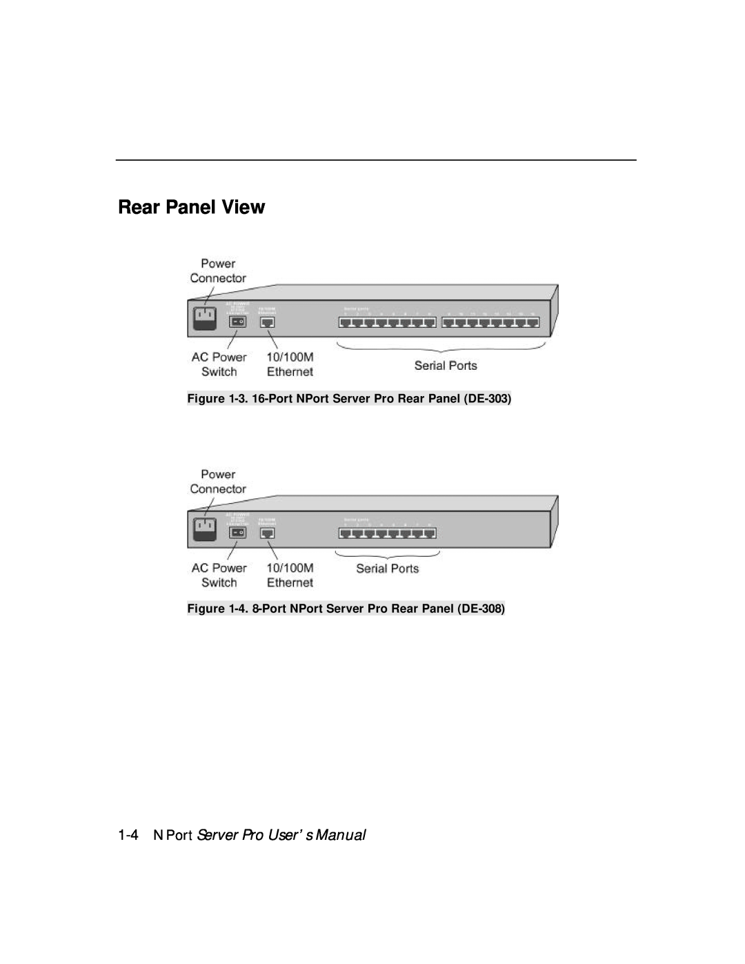 Moxa Technologies manual Rear Panel View, NPort Server Pro User’s Manual, 3. 16-Port NPort Server Pro Rear Panel DE-303 
