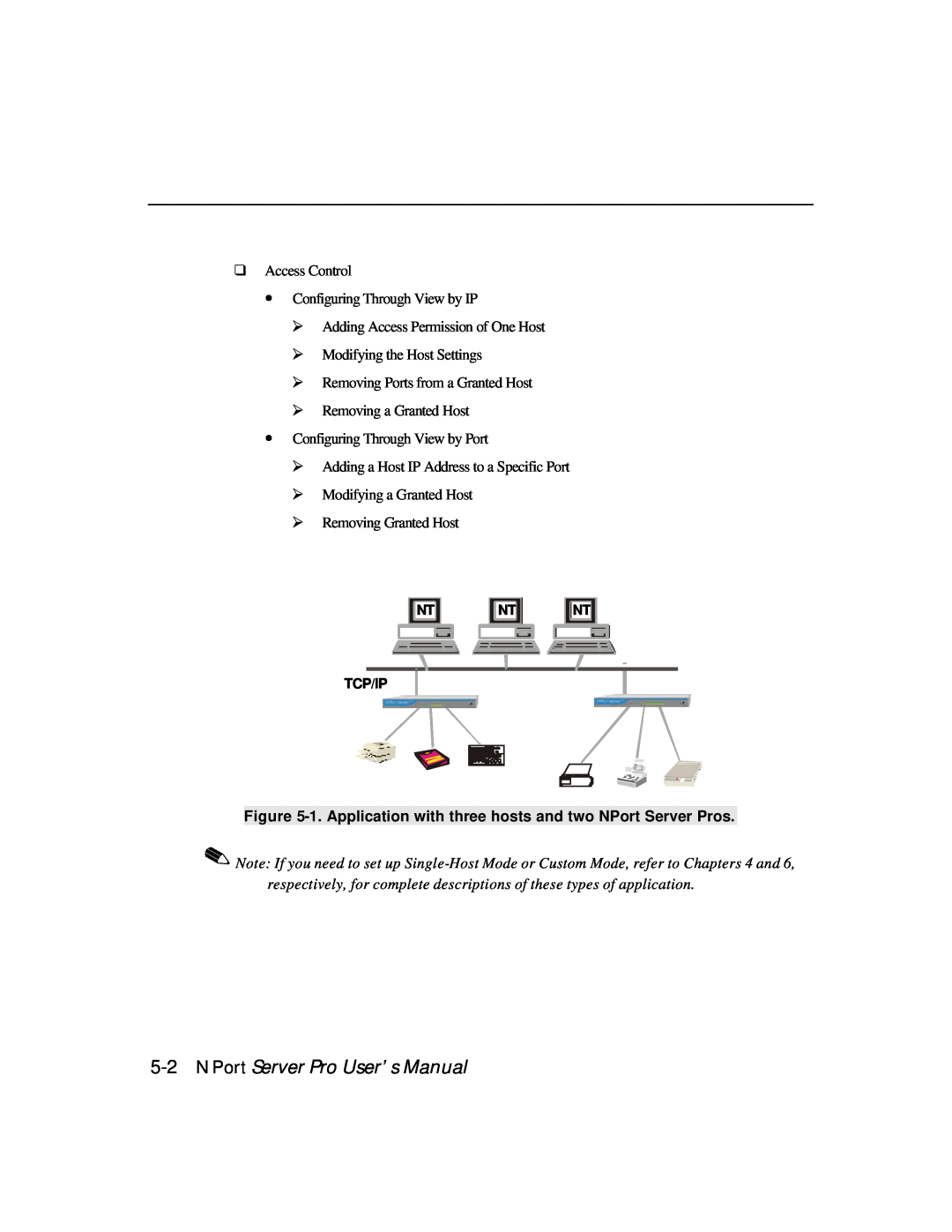 Moxa Technologies DE-303, DE-308 NPort Server Pro User’s Manual, 1. Application with three hosts and two NPort Server Pros 