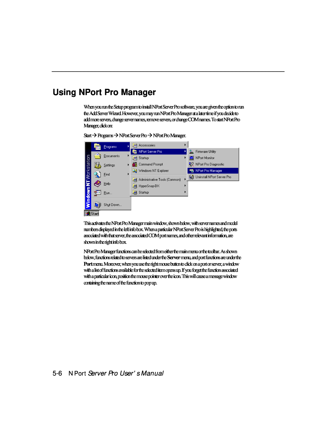 Moxa Technologies DE-303, DE-308 manual NPort Server Pro User’s Manual, Using NPort Pro Manager 
