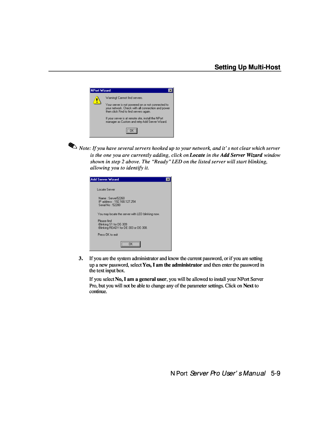 Moxa Technologies DE-308, DE-303 manual Setting Up Multi-Host, NPort Server Pro User’s Manual 