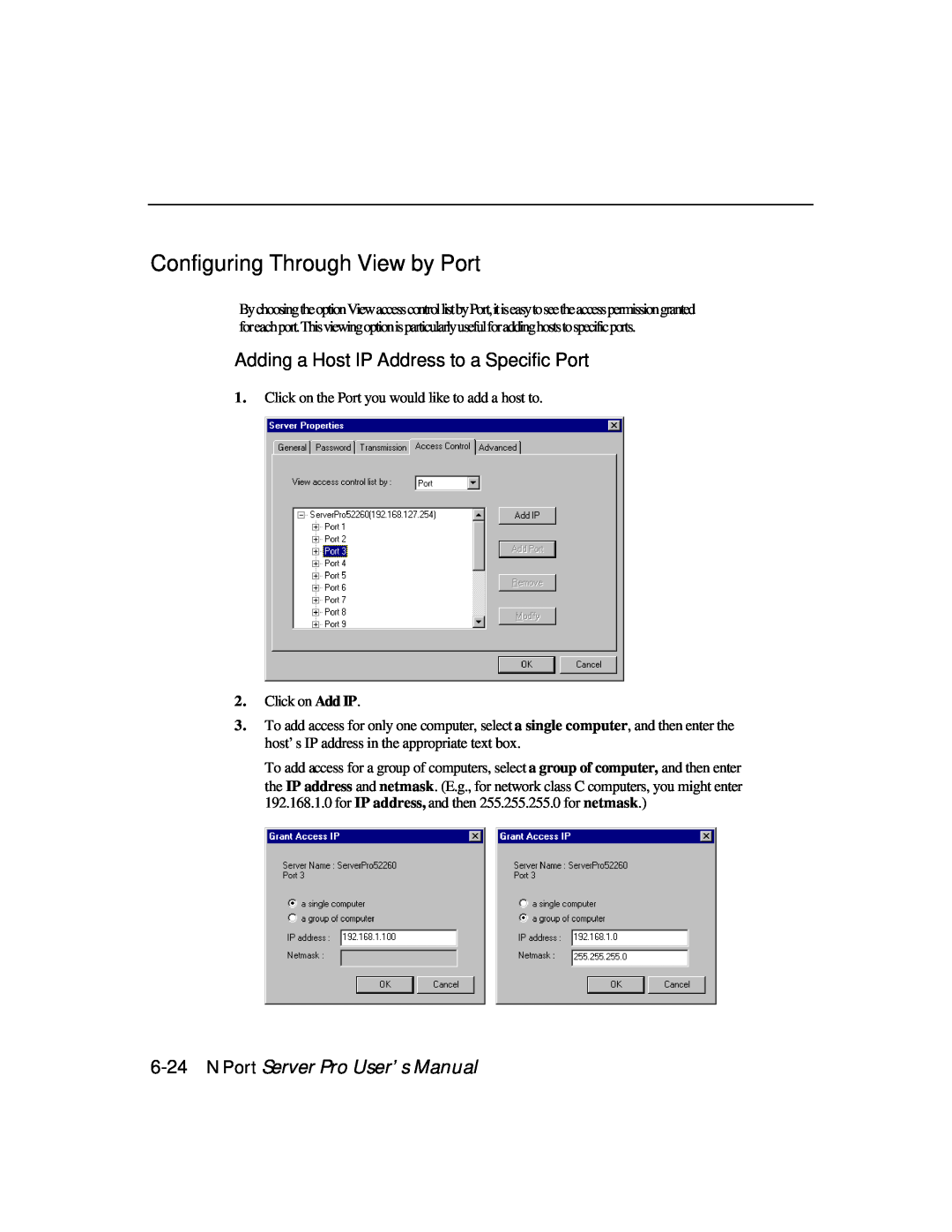 Moxa Technologies DE-303, DE-308 manual NPort Server Pro User’s Manual, Configuring Through View by Port 