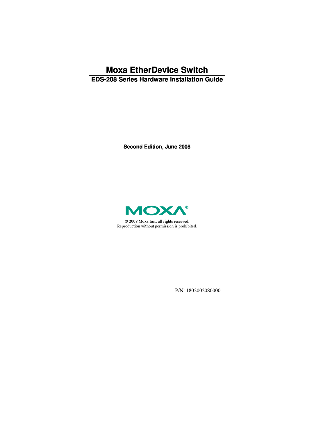 Moxa Technologies EDS-208-M-SC, EDS-208-M-ST manual Moxa EtherDevice Switch, EDS-208 Series Hardware Installation Guide 