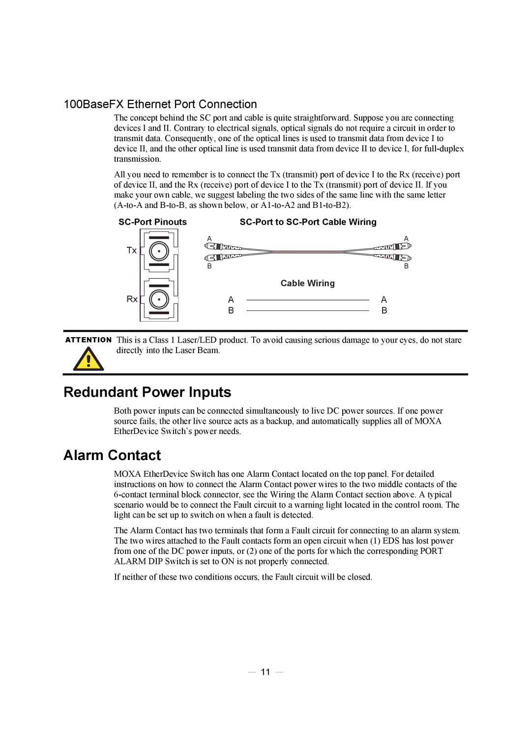 Moxa Technologies EDS-305, EDS-308 manual Redundant Power Inputs, Alarm Contact 