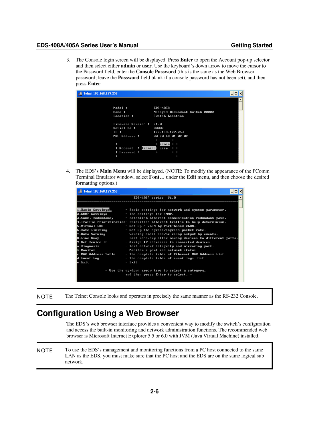 Moxa Technologies 405A SERIES, EDS-408A user manual Configuration Using a Web Browser 