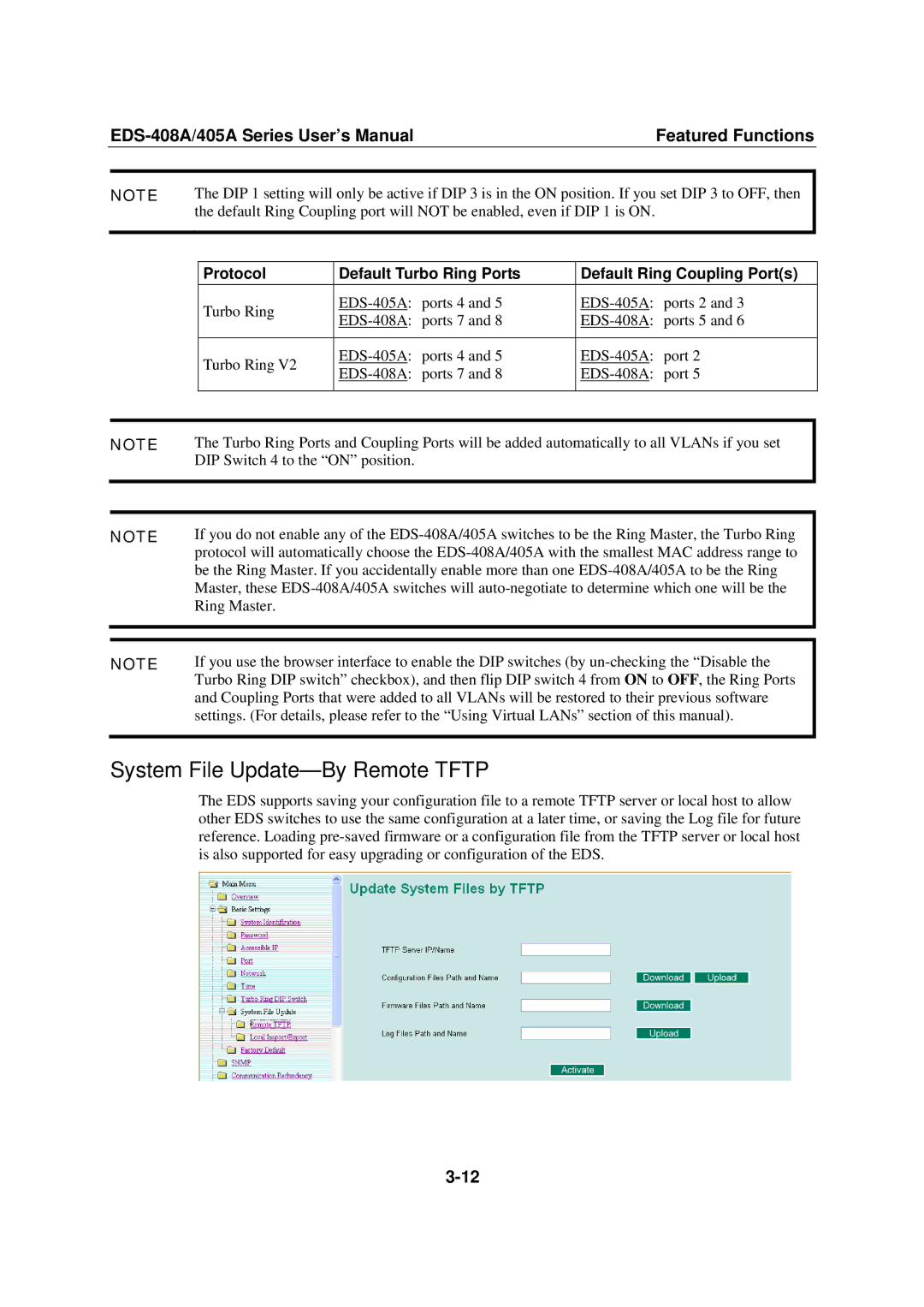 Moxa Technologies 405A SERIES, EDS-408A user manual System File Update-By Remote Tftp 