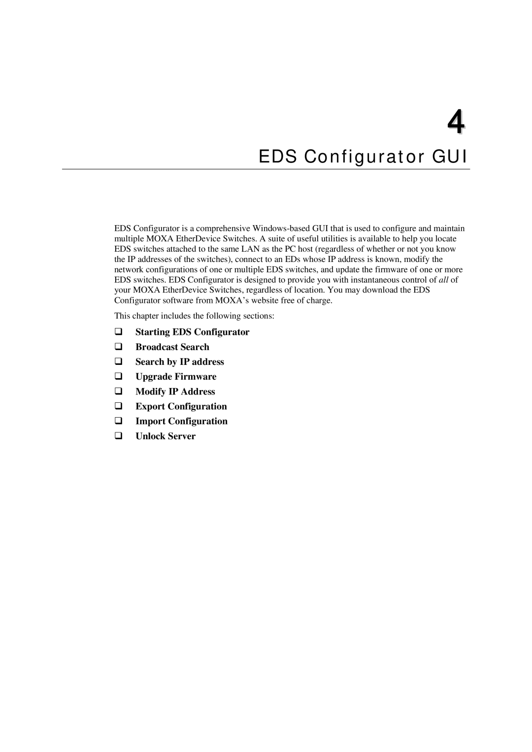 Moxa Technologies EDS-408A, 405A SERIES user manual EDS Configurator GUI 