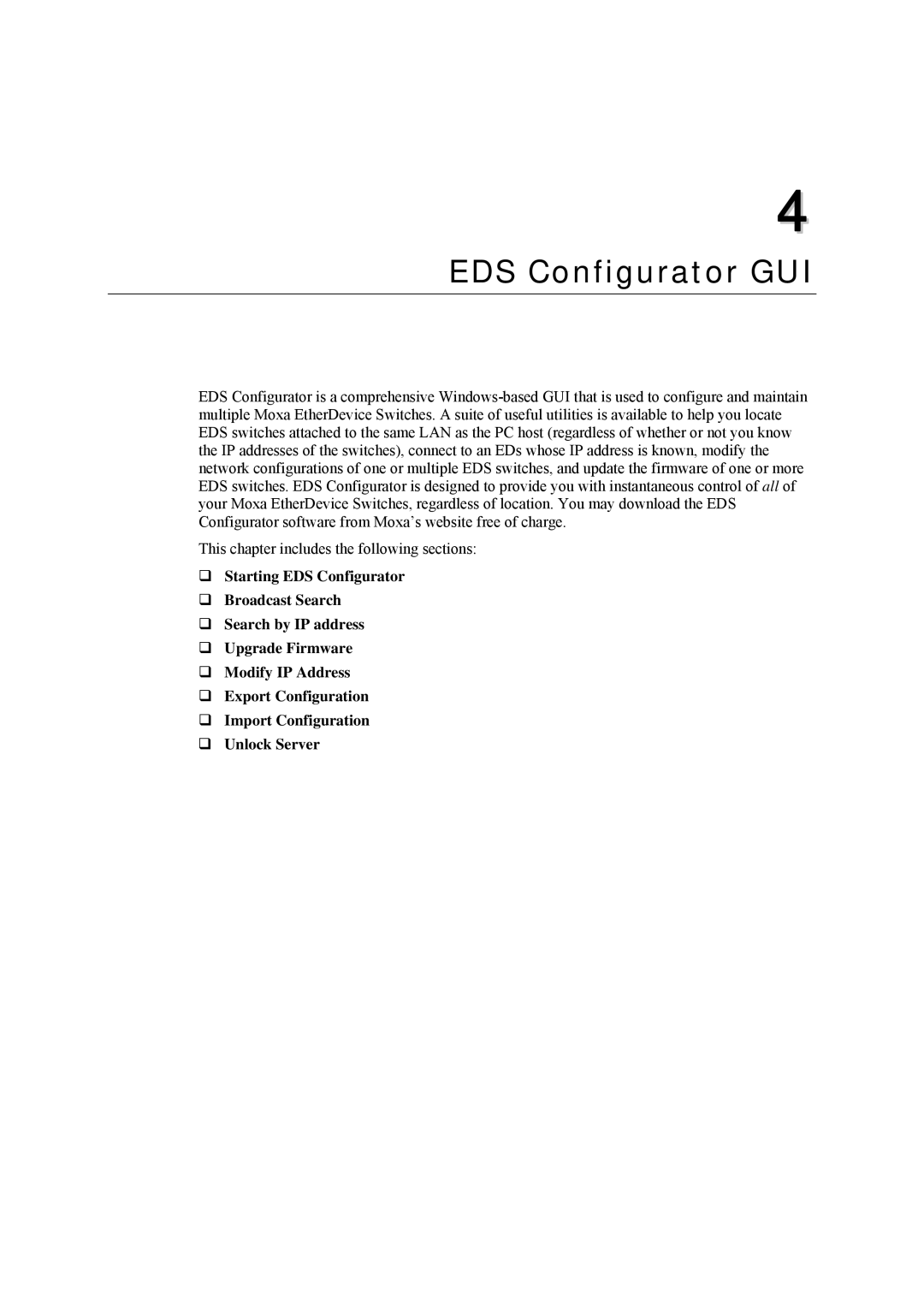 Moxa Technologies EDS-408A, EDS-405A user manual EDS Configurator GUI 