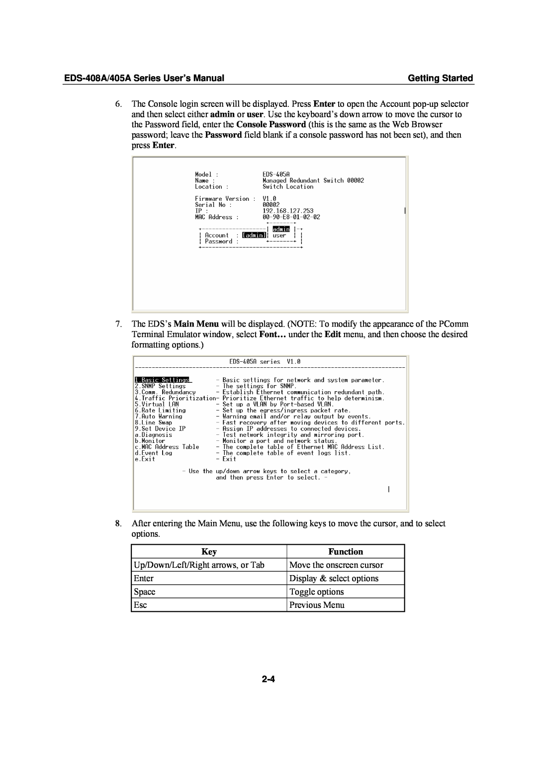 Moxa Technologies EDS-405A user manual Function, EDS-408A/405A Series User’s Manual, Getting Started 
