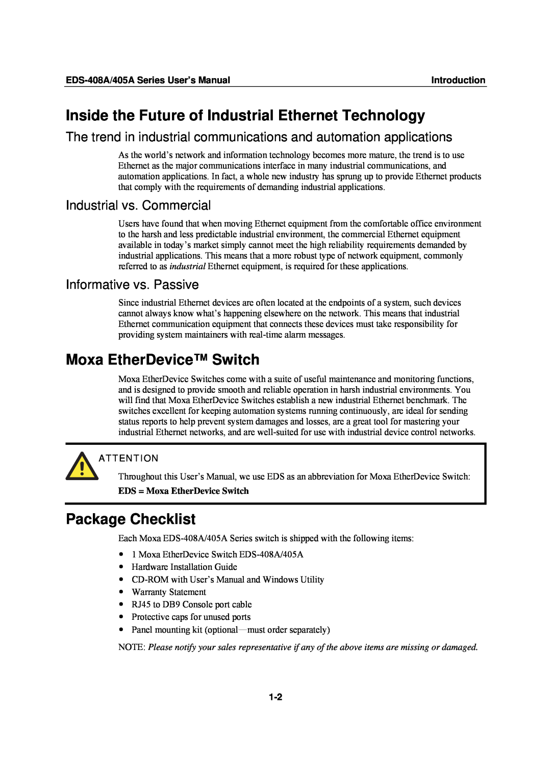 Moxa Technologies EDS-408A Inside the Future of Industrial Ethernet Technology, Moxa EtherDevice Switch, Package Checklist 