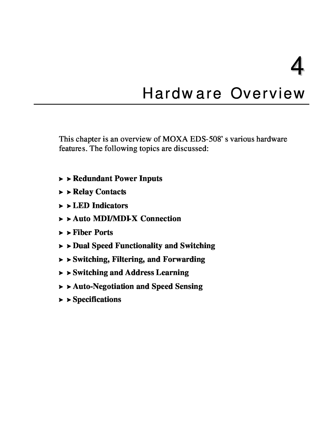 Moxa Technologies EDS-508 manual Hardware Overview 