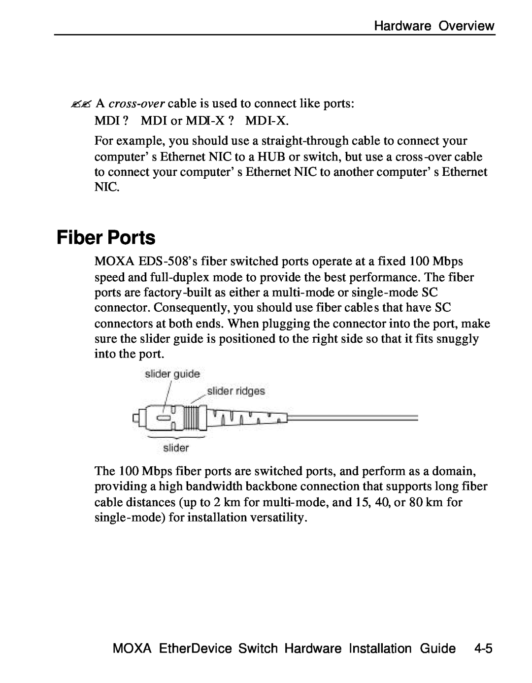 Moxa Technologies EDS-508 manual Fiber Ports 