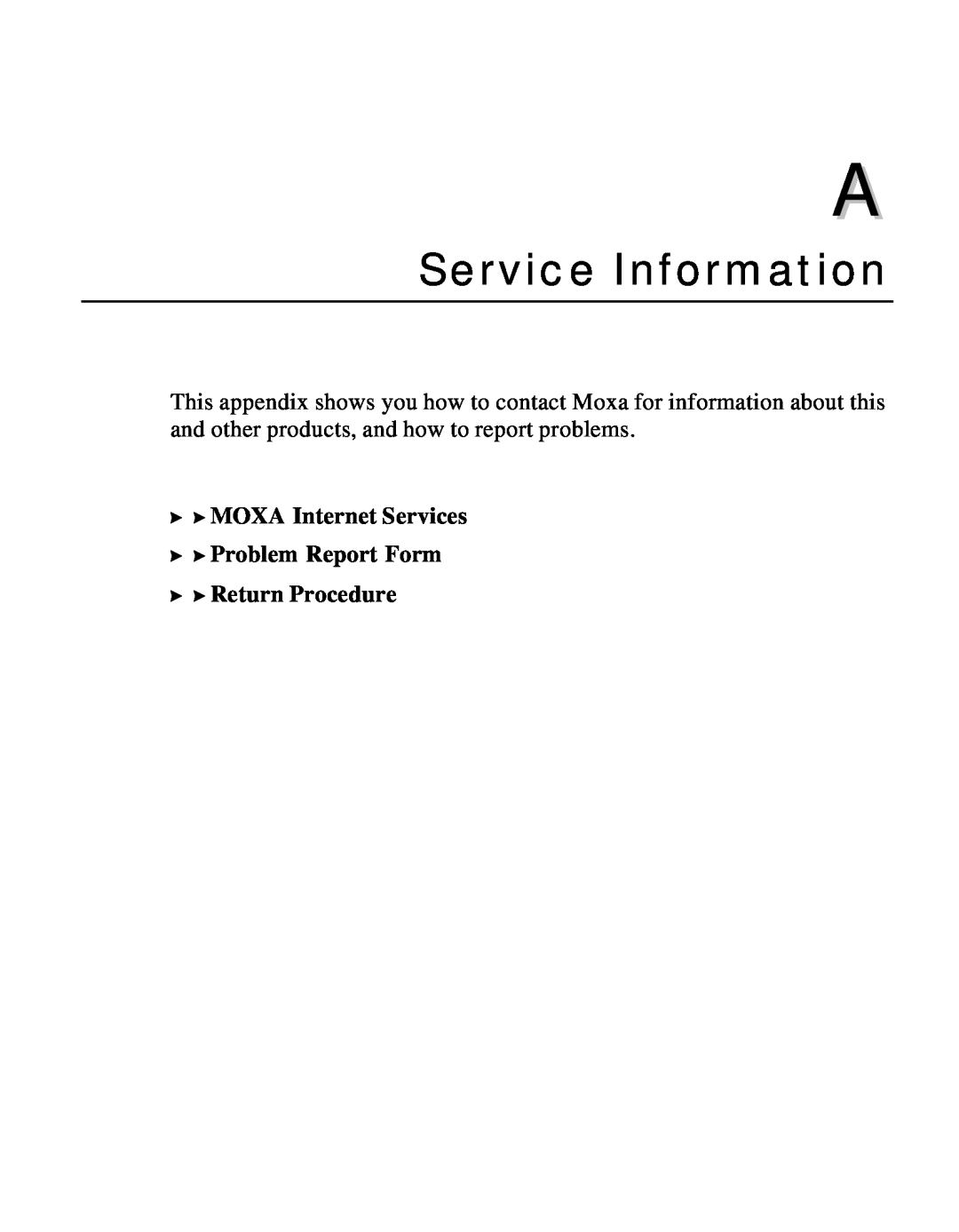 Moxa Technologies EDS-508 manual Service Information 