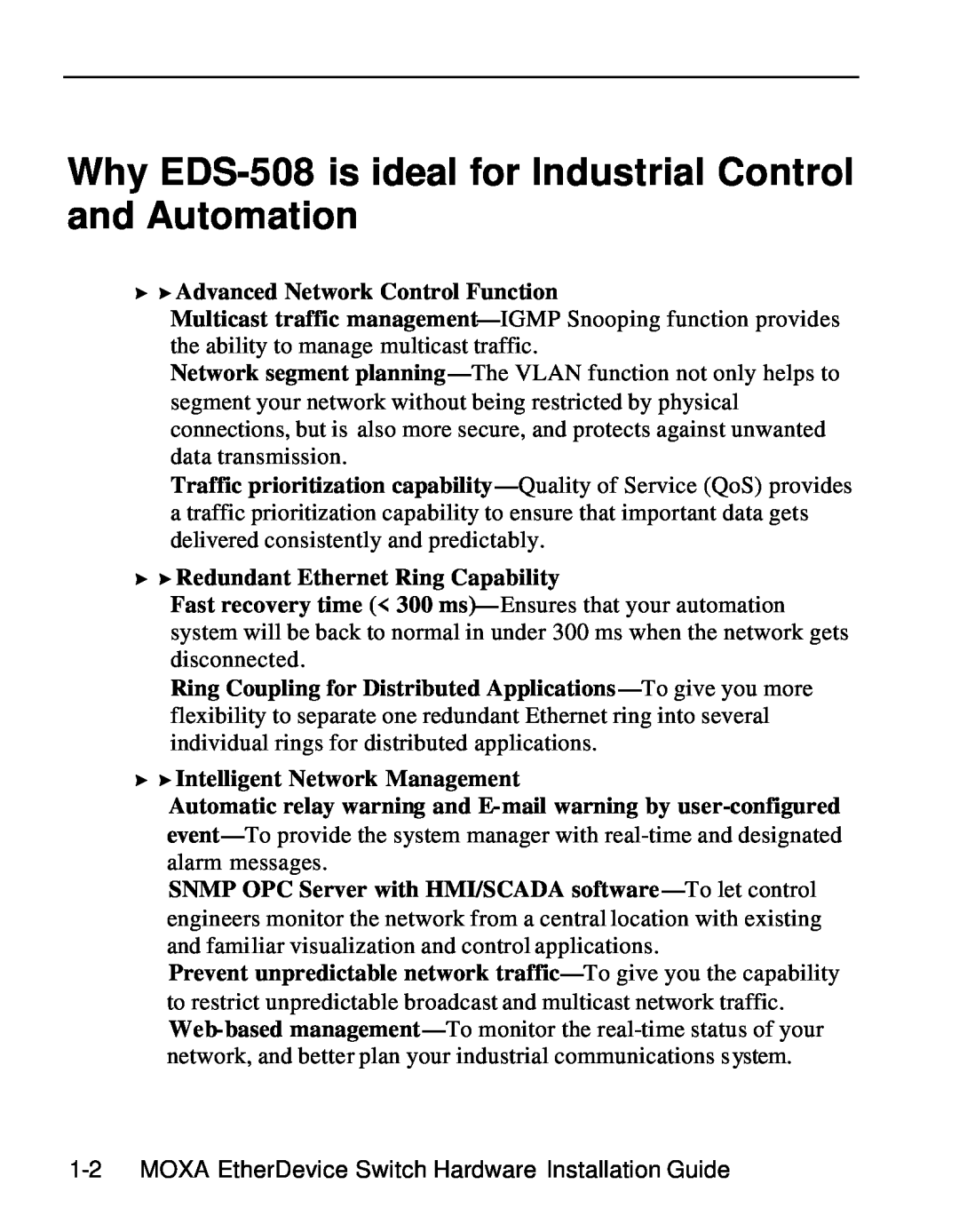 Moxa Technologies manual Why EDS-508 is ideal for Industrial Control and Automation 