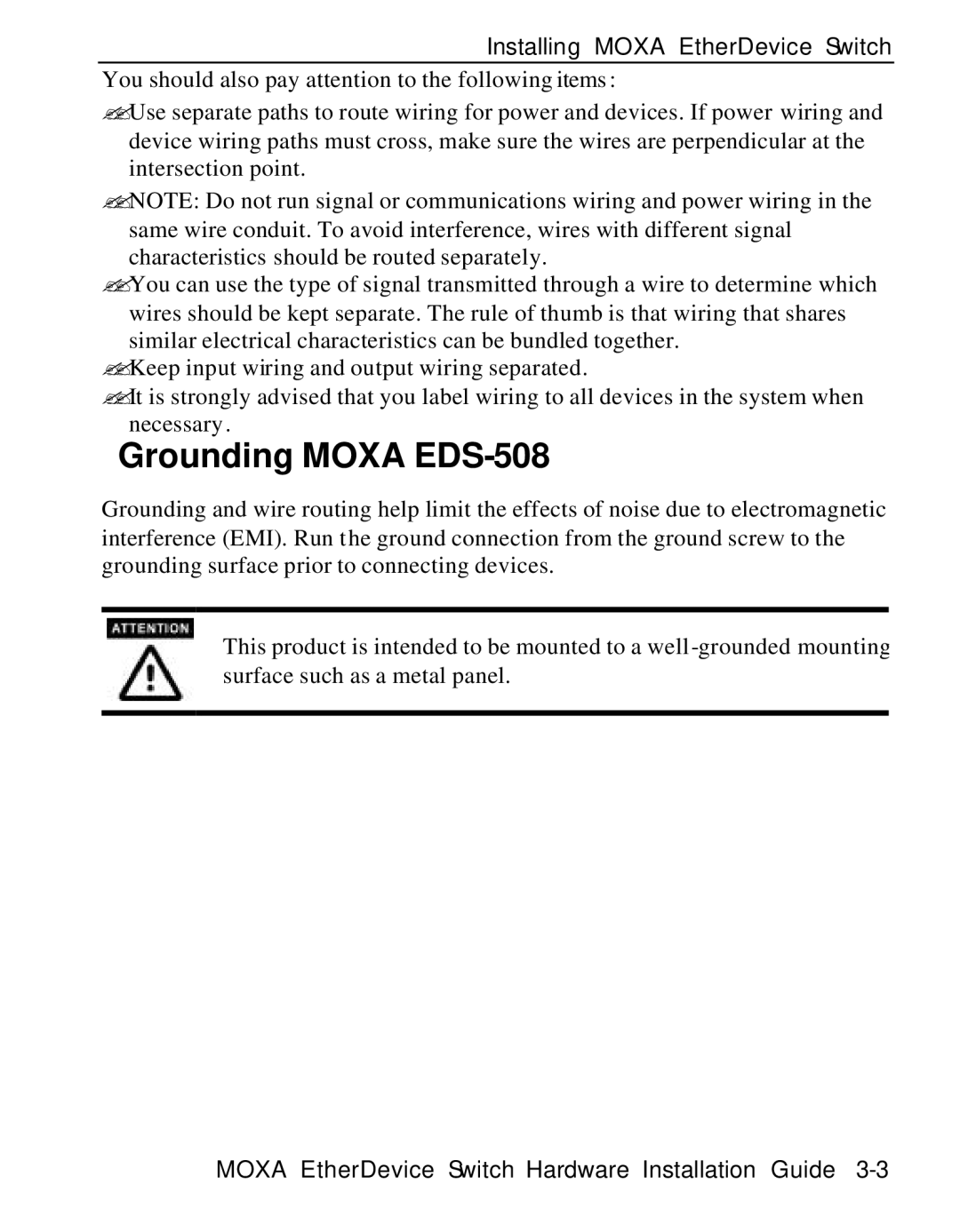 Moxa Technologies manual Grounding Moxa EDS-508 