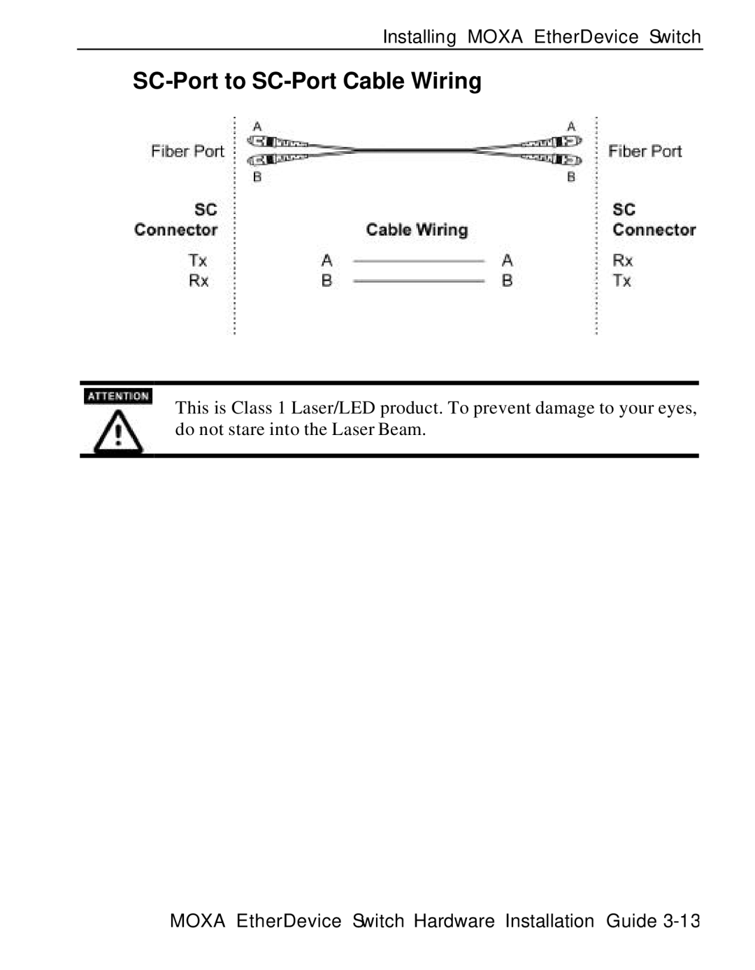 Moxa Technologies EDS-508 manual SC-Port to SC-Port Cable Wiring 