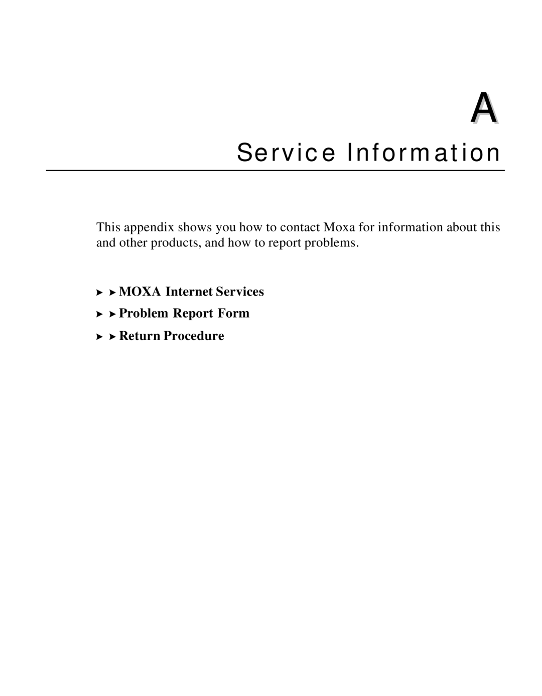 Moxa Technologies EDS-508 manual Service Information 