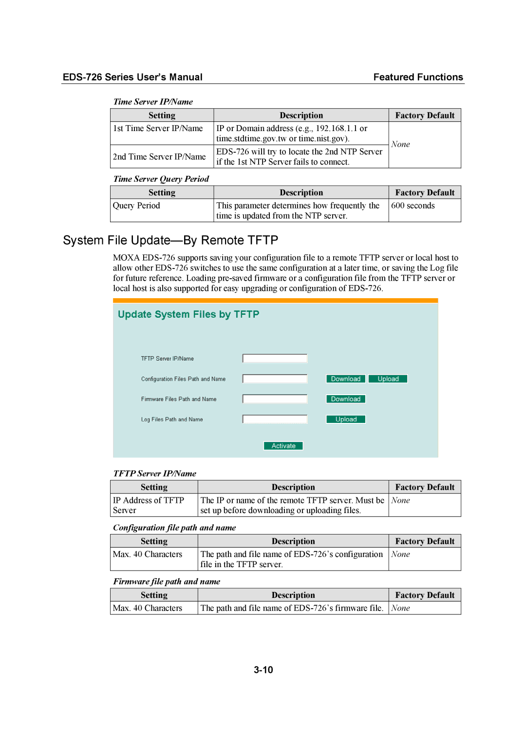 Moxa Technologies EDS-726 user manual System File Update-By Remote Tftp 