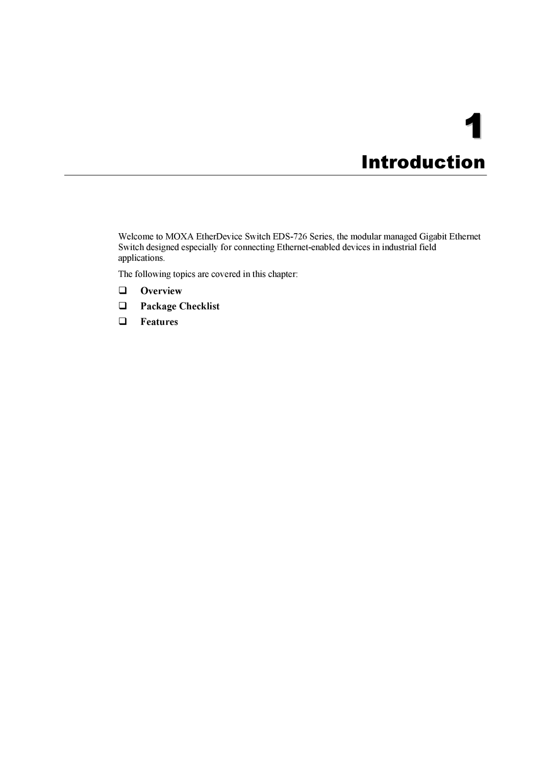 Moxa Technologies EDS-726 user manual Introduction 