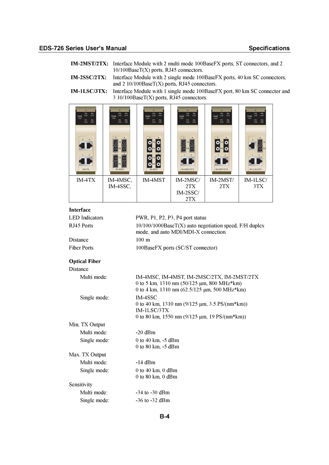 Moxa Technologies EDS-726 user manual Interface 