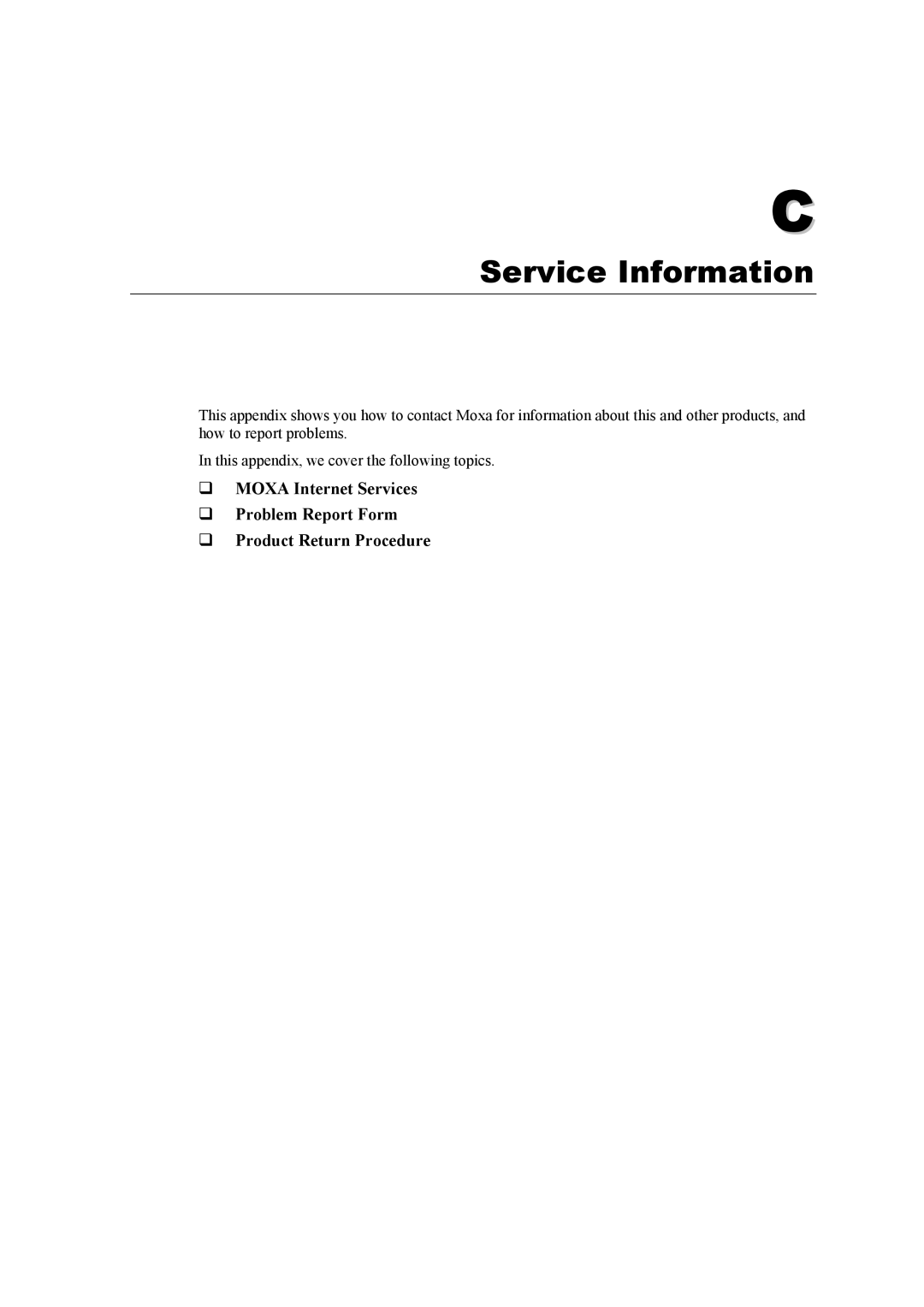 Moxa Technologies EDS-726 user manual Service Information 