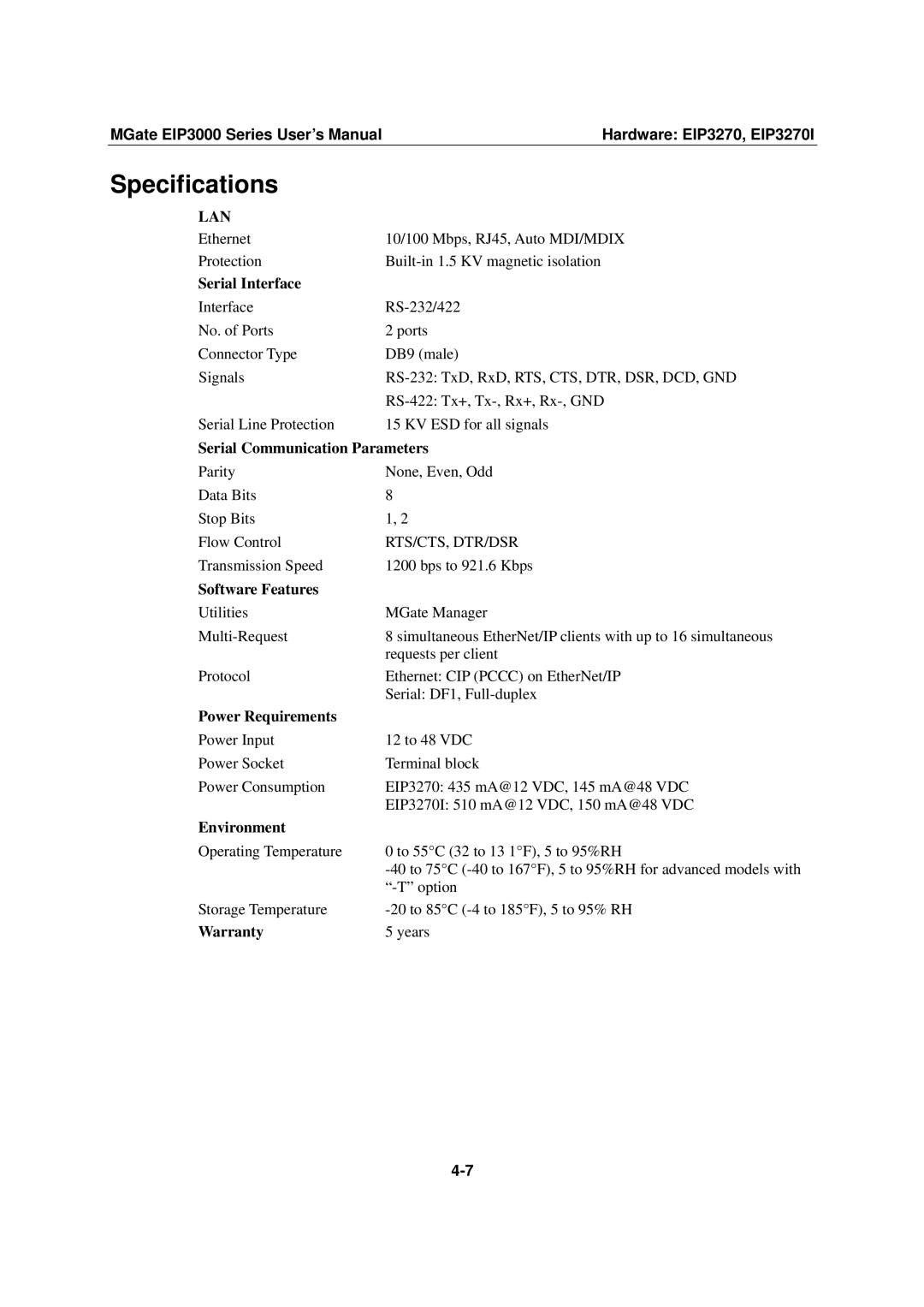 Moxa Technologies EIP3000 DF1 user manual MGate EIP3000 Series User’s ManualHardware EIP3270, EIP3270I 