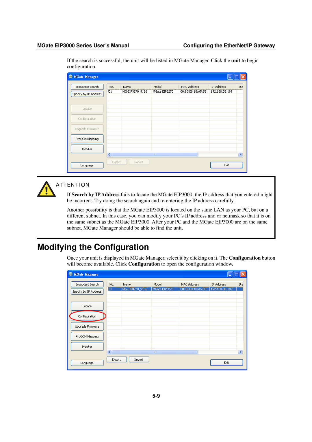 Moxa Technologies EIP3000 DF1 user manual Modifying the Configuration 